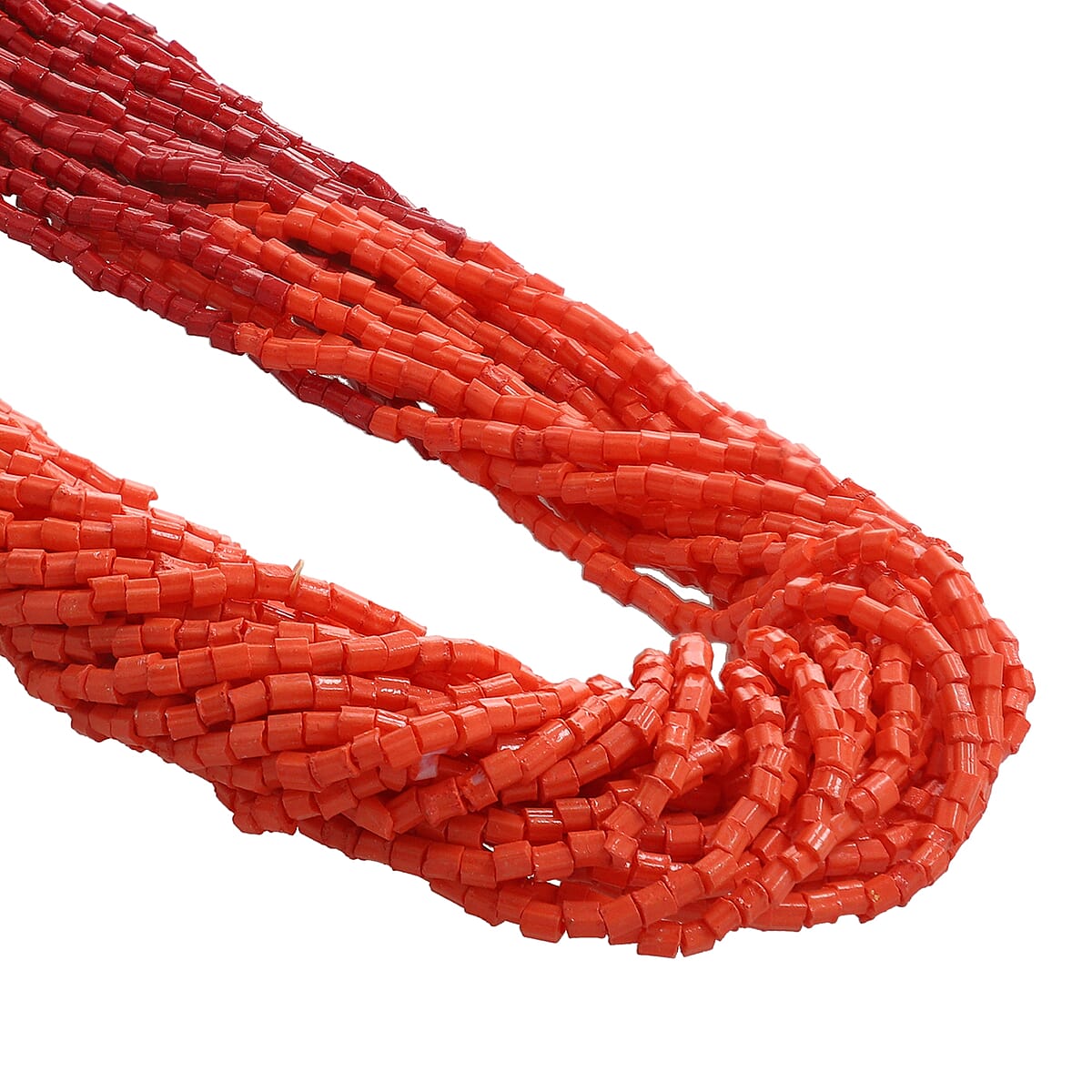 Coral Glass Seed Beaded Necklace 24 Inches image number 2