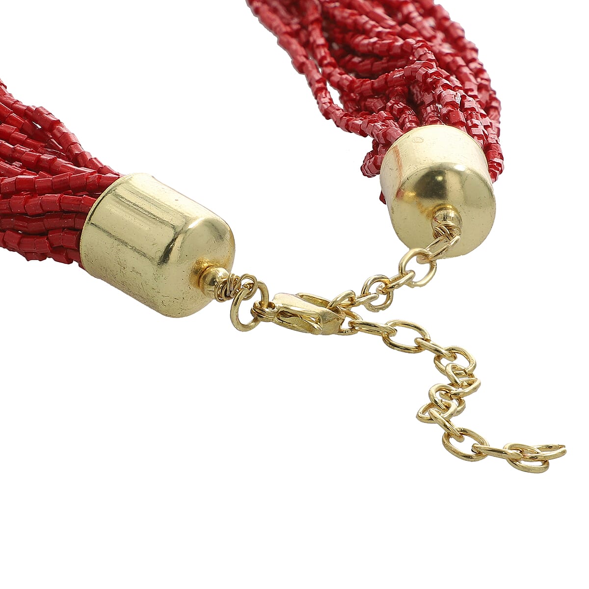 Coral Glass Seed Beaded Necklace 24 Inches image number 3