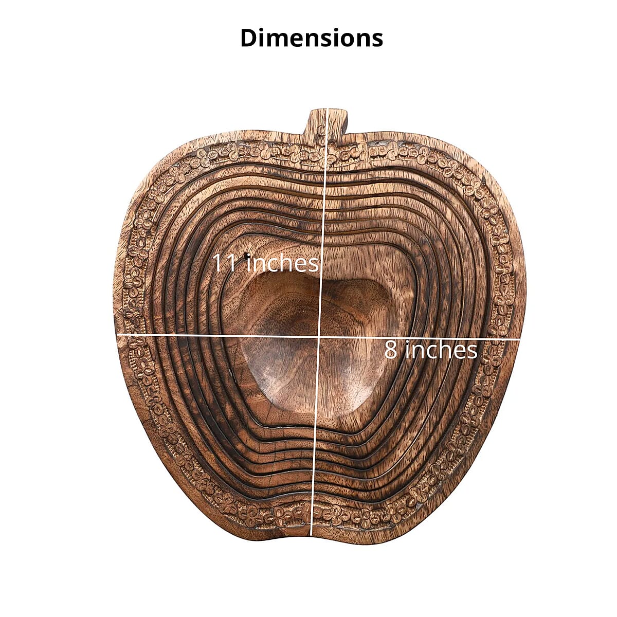 Apple Shape Hand carved Mango Wood Spring Tray with Small Legs | Small Wooden Serving Tray for Party | Fruit or Dry Fruit Tray image number 3