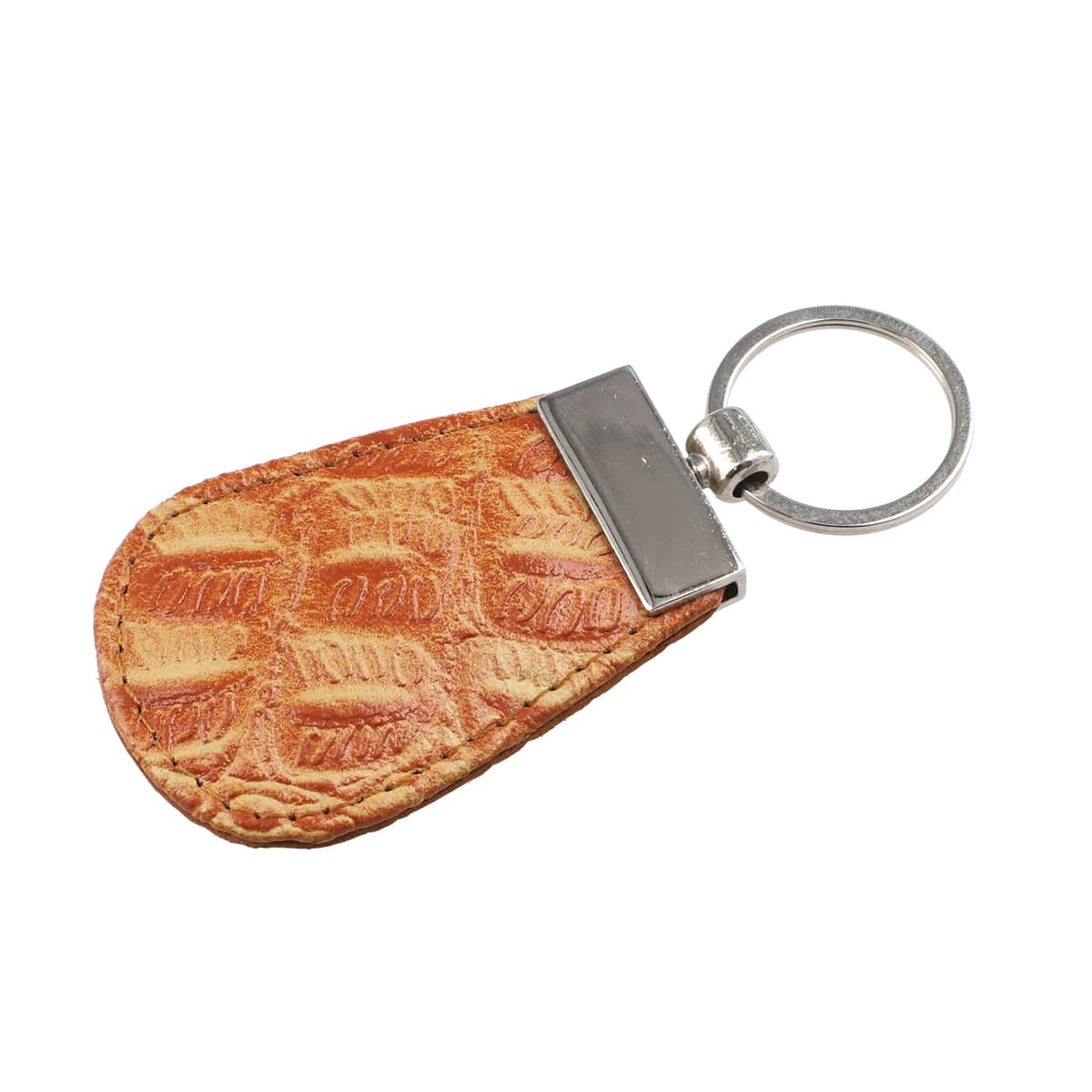 Tan Blocking Crocodile Embossed Genuine Leather Tri Fold RFID Magic Wallet and Key Chain image number 5