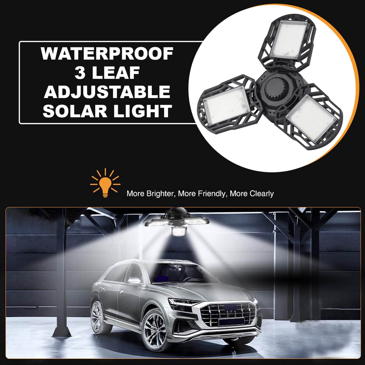 Black Waterproof 3 Leaf Adjustable Solar Light image number 1