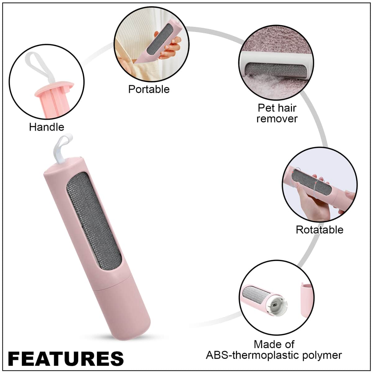Rotary Electrostatic Pet Hair Remover - Pink image number 2