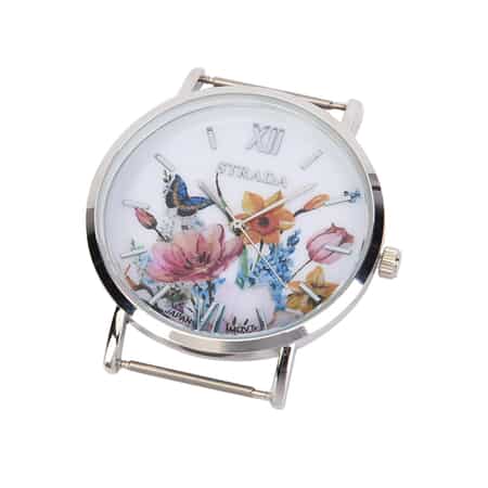 STRADA Japanese Movement Watch with Multi Color Floral Printed Chiffon Strap (34.5 inch) image number 2