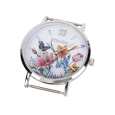 Strada Japanese Movement Watch with Multi Color Floral Printed Chiffon Strap (34.5 inch)