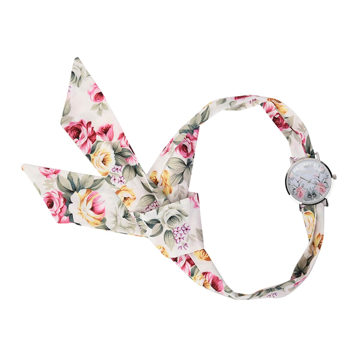 Strada Japanese Movement Watch with Multi Color Floral Printed Chiffon Strap (34.5 inch) image number 0