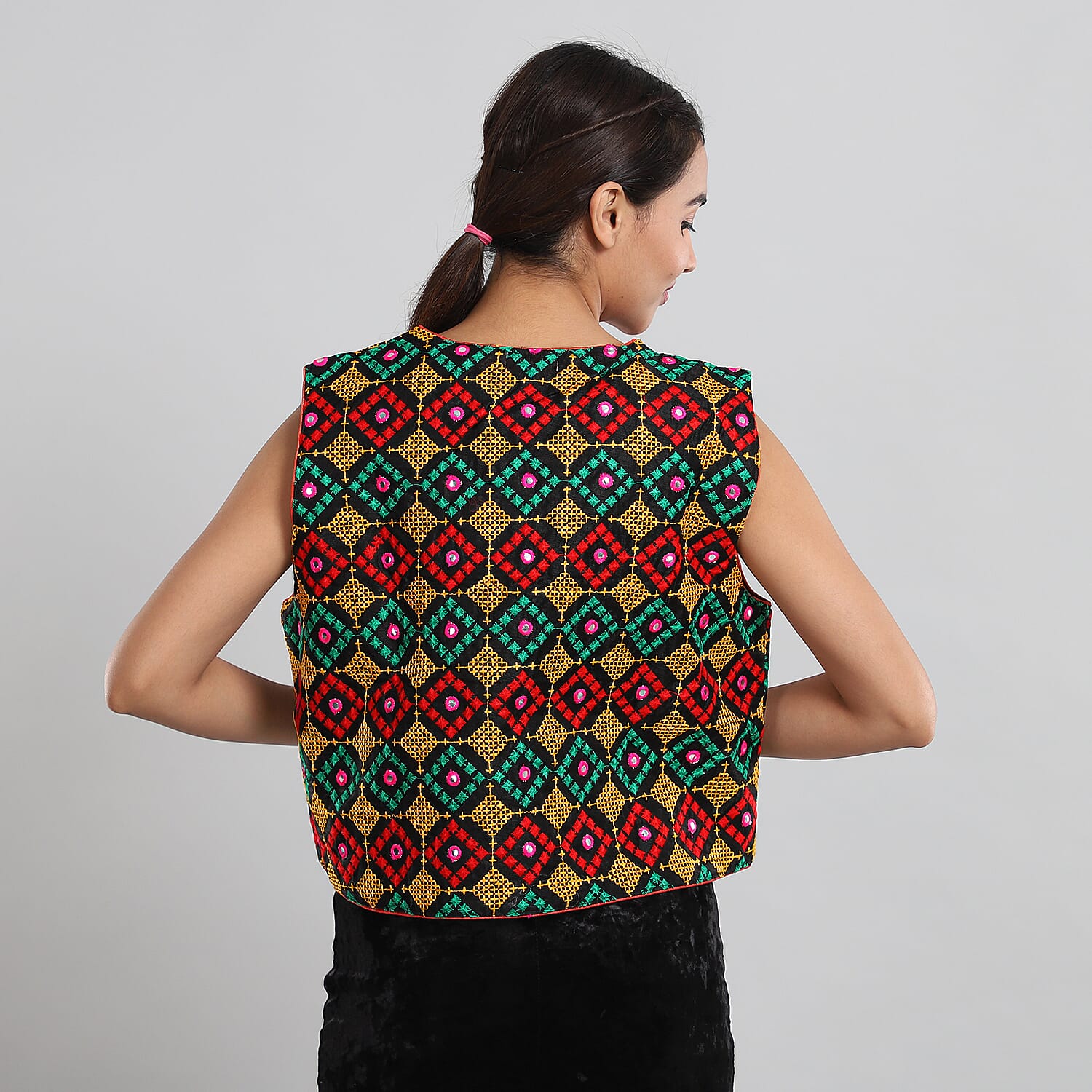 JOVIE Orange Traditional Embroidered Vest - XXL/XXXL