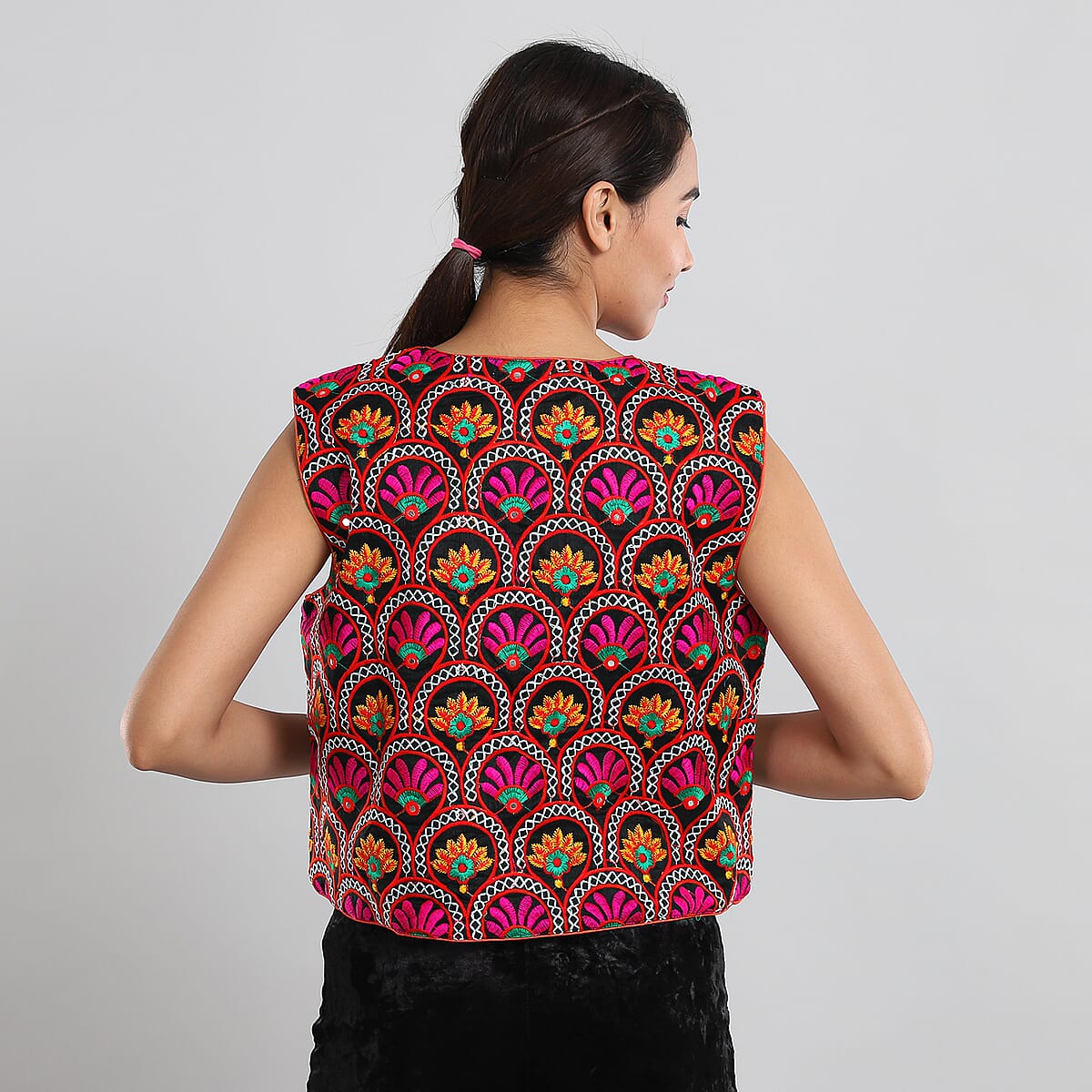 JOVIE Pink Traditional Embroidered Vest - L/XL image number 2
