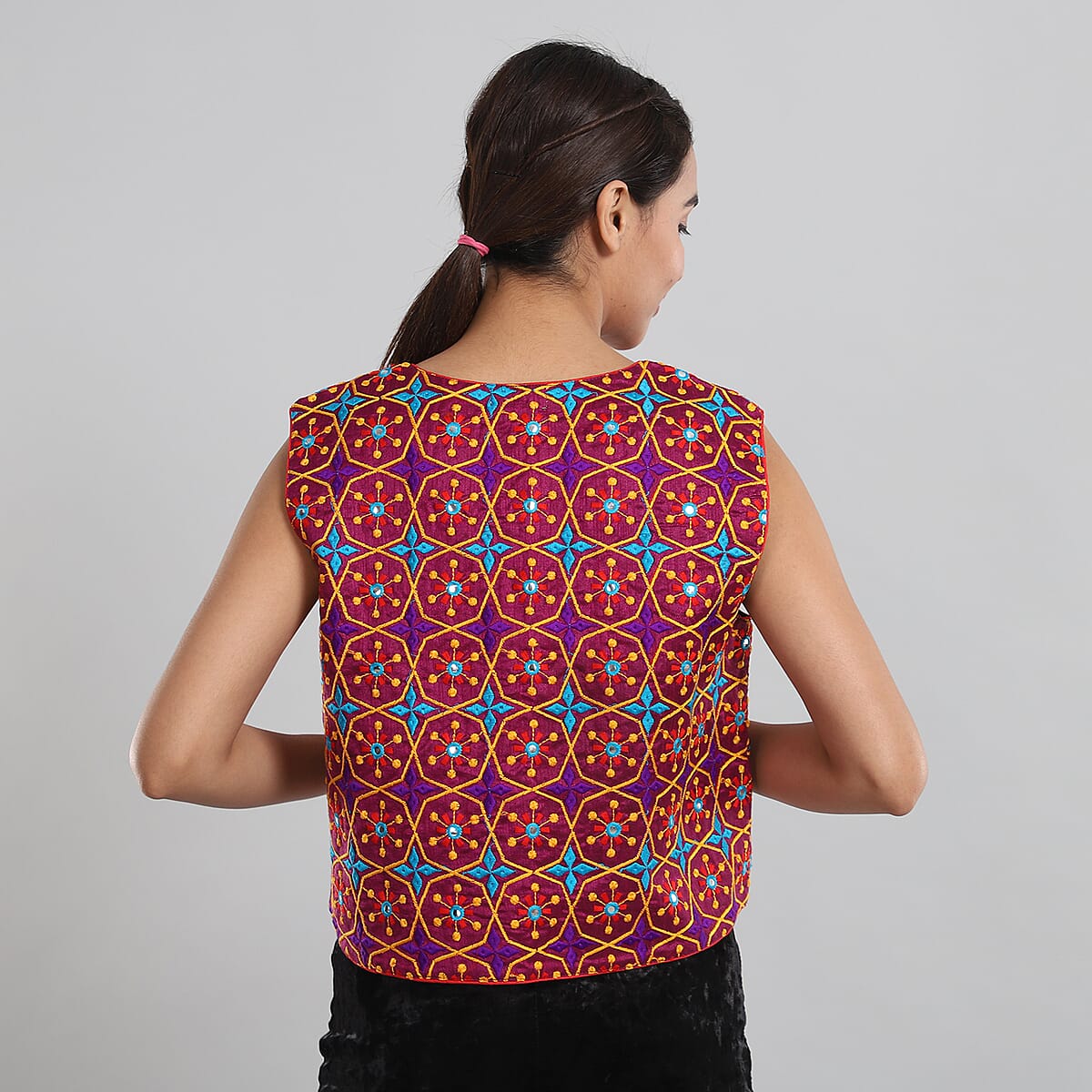 JOVIE Purple Traditional Embroidered Vest - L/XL image number 2
