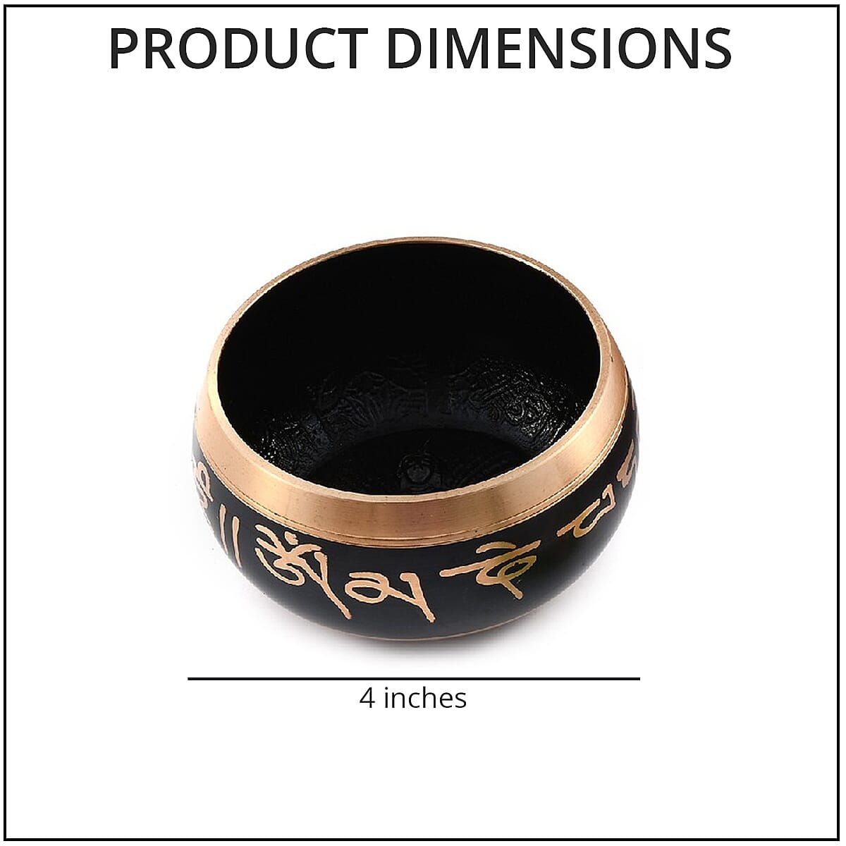 Copper Singing Bowl Set with Wooden Stick - Black image number 3