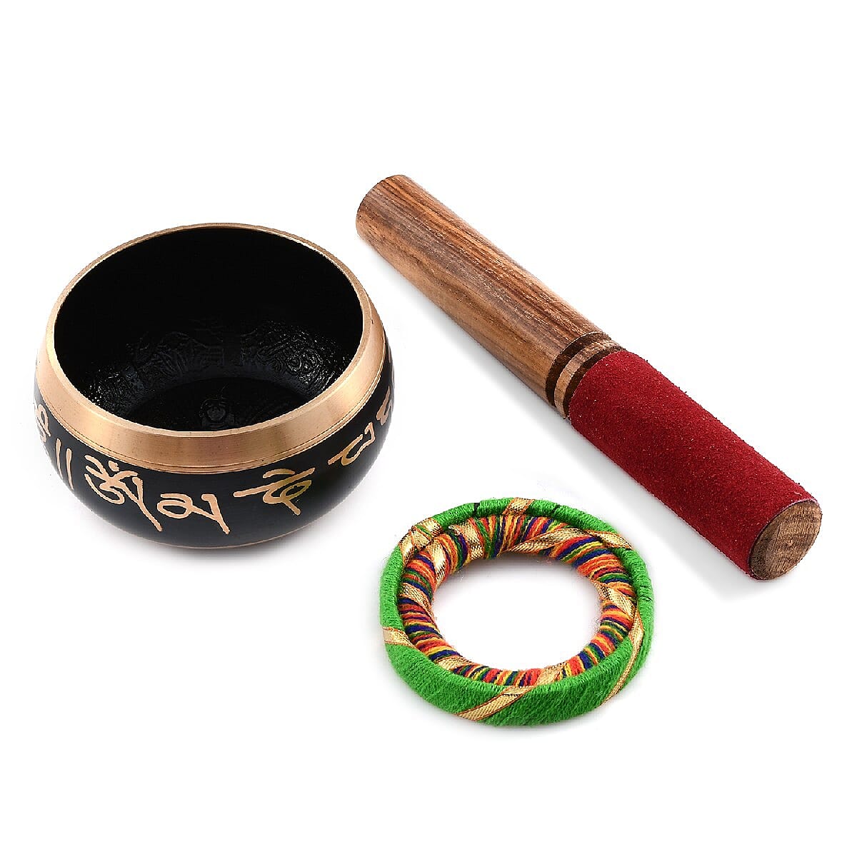Copper Singing Bowl Set with Wooden Stick - Black image number 5
