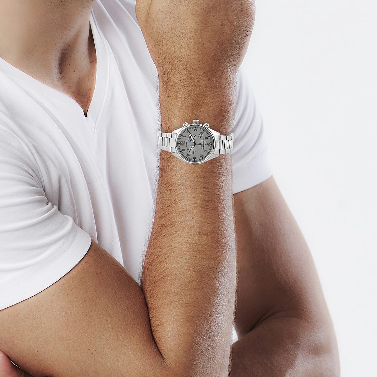 Timex Quartz Movement Heritage Collection Men's Waterbury Chronograph Watch Stainless Steel image number 1