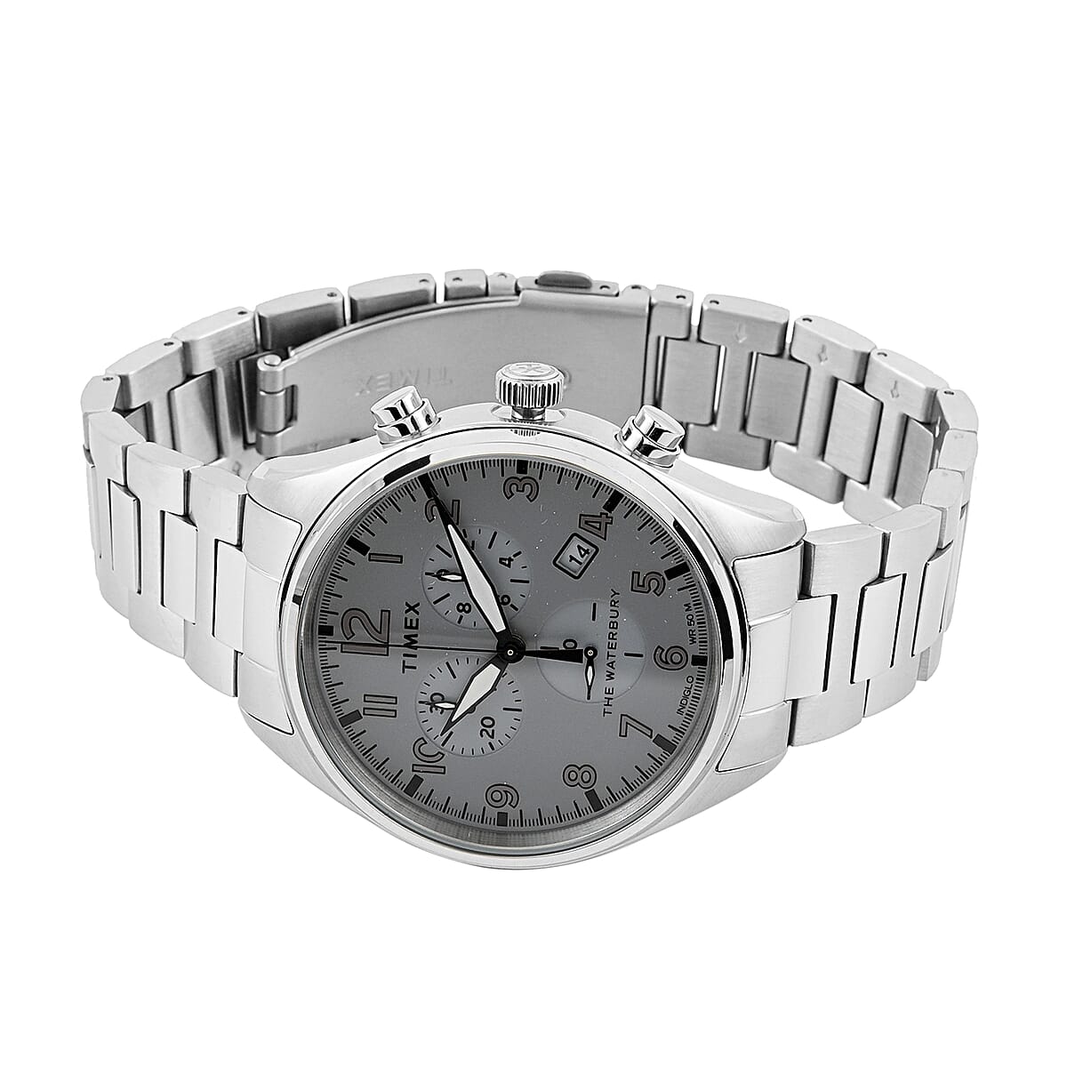Timex Quartz Movement Heritage Collection Men's Waterbury Chronograph Watch Stainless Steel image number 2