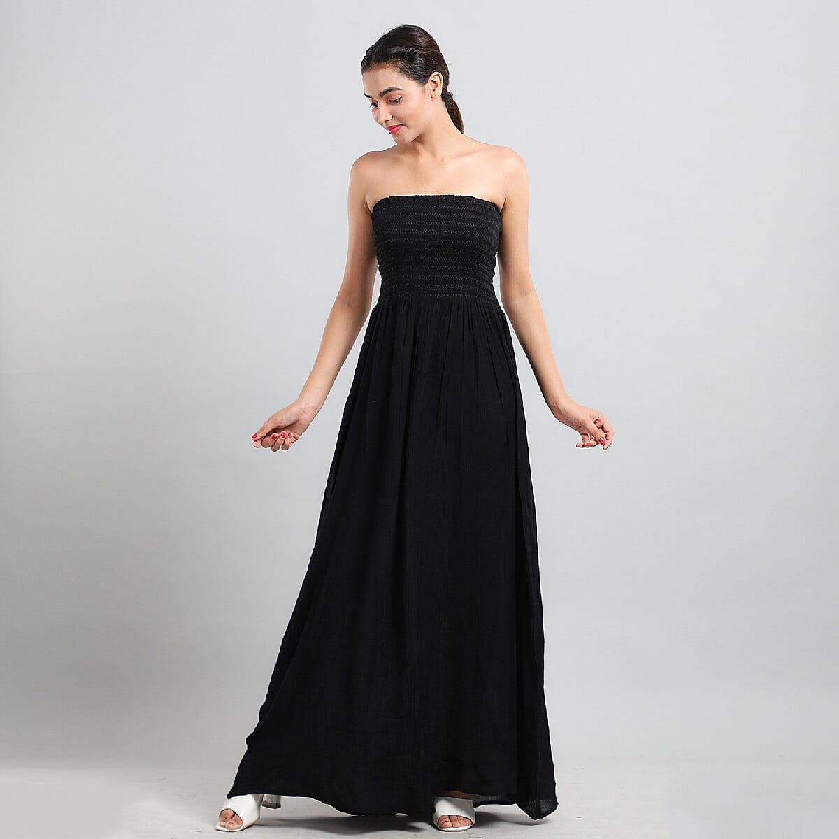 JOVIE Black Smocked Strapless Dress - Missy image number 1