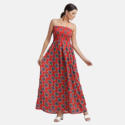 JOVIE Red Smocked Strapless Dress - Missy