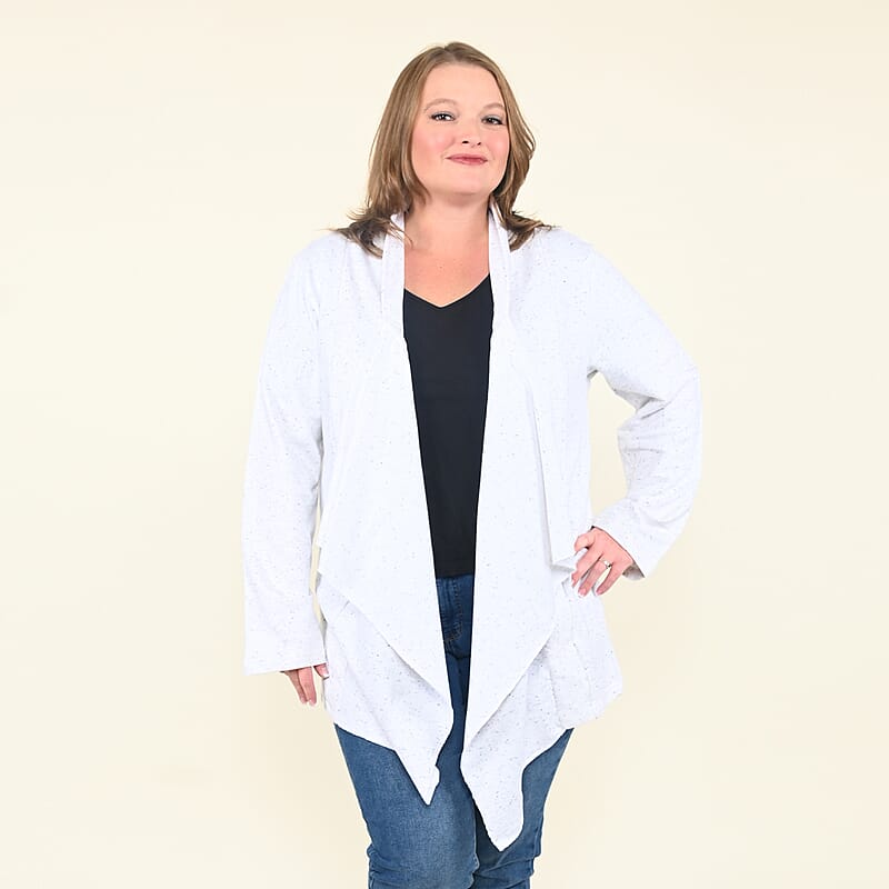 Passage Light Gray French Terry Waterfall Front Cardigan- L