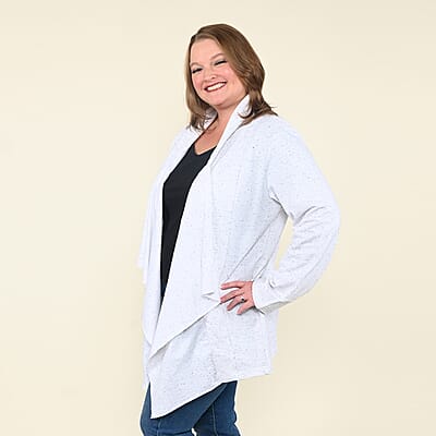 Passage Light Gray French Terry Waterfall Front Cardigan- L
