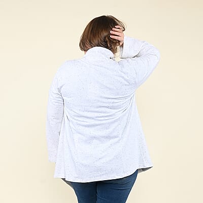 Passage Light Gray French Terry Waterfall Front Cardigan- L
