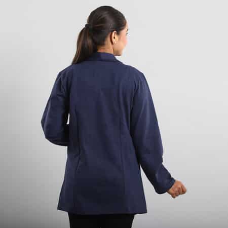 Passage Navy Blue French Terry Waterfall Front Cardigan- L image number 2
