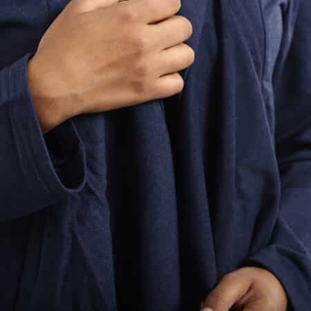 Passage Navy Blue French Terry Waterfall Front Cardigan- L image number 3