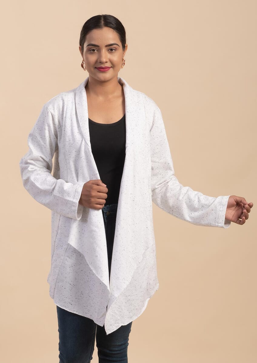 Passage Light Gray French Terry Waterfall Front Cardigan- M image number 0