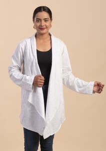 Passage Light Gray French Terry Waterfall Front Cardigan- M