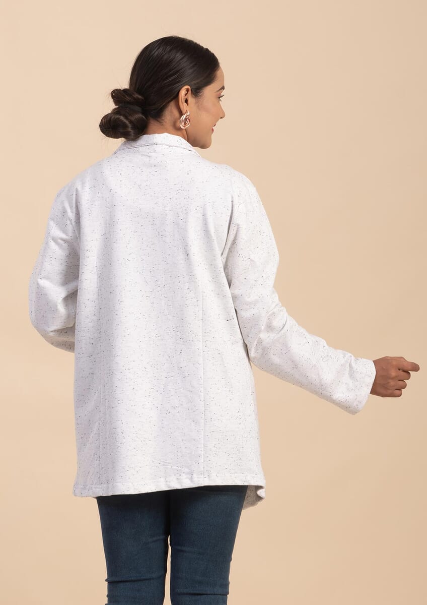 Passage Light Gray French Terry Waterfall Front Cardigan- M image number 1