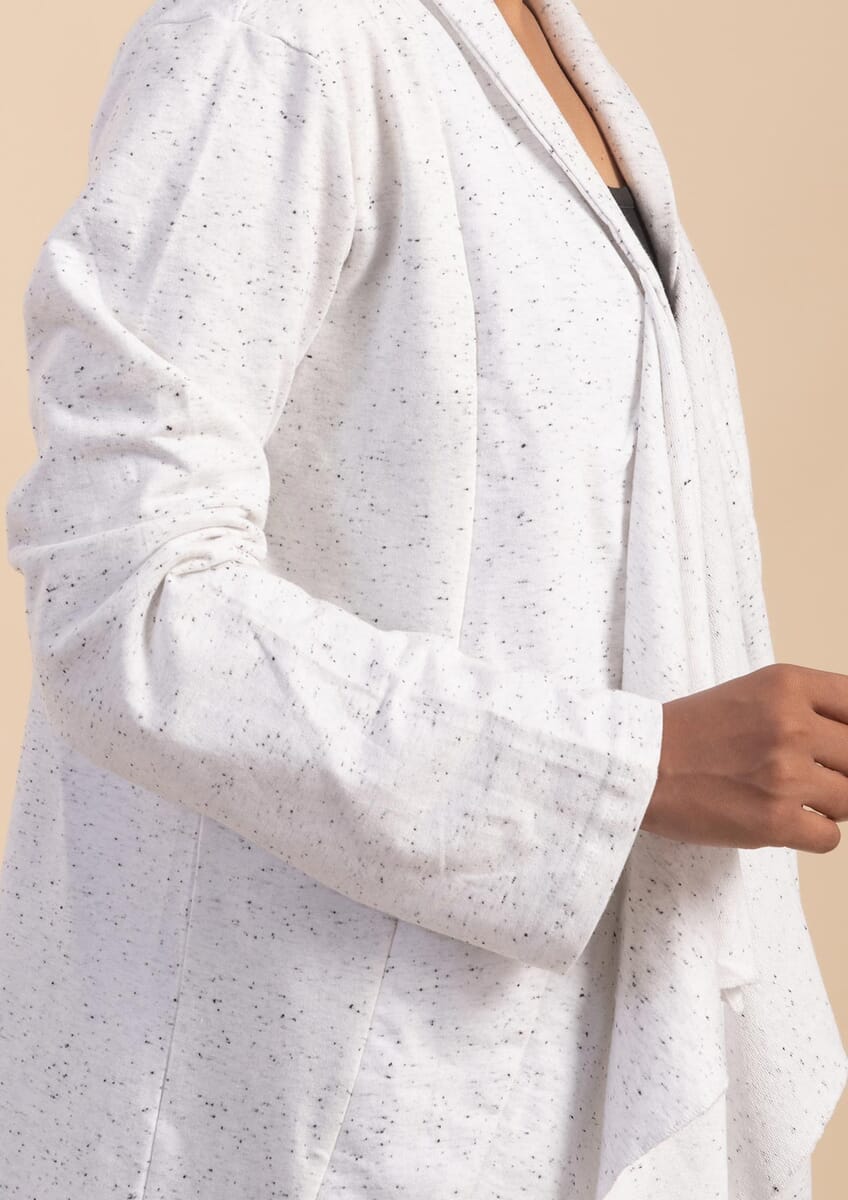 Passage Light Gray French Terry Waterfall Front Cardigan- M image number 3
