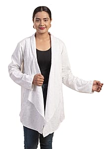 Passage Light Gray French Terry Waterfall Front Cardigan- XL