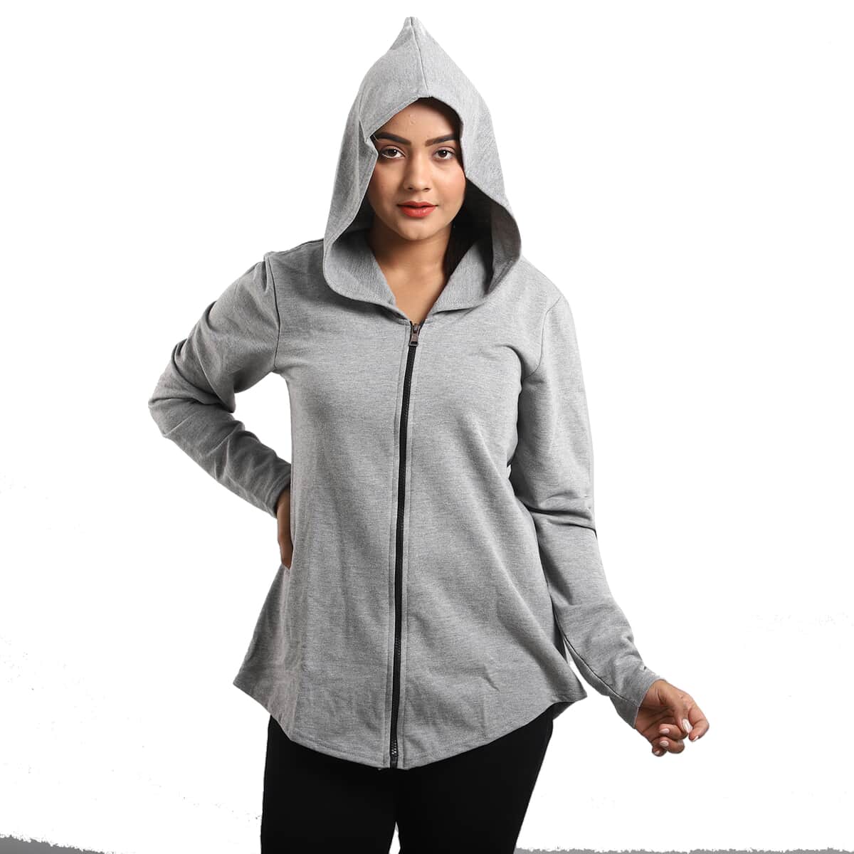 Passage Gray French Terry Zip-Front Hoodie - L image number 0