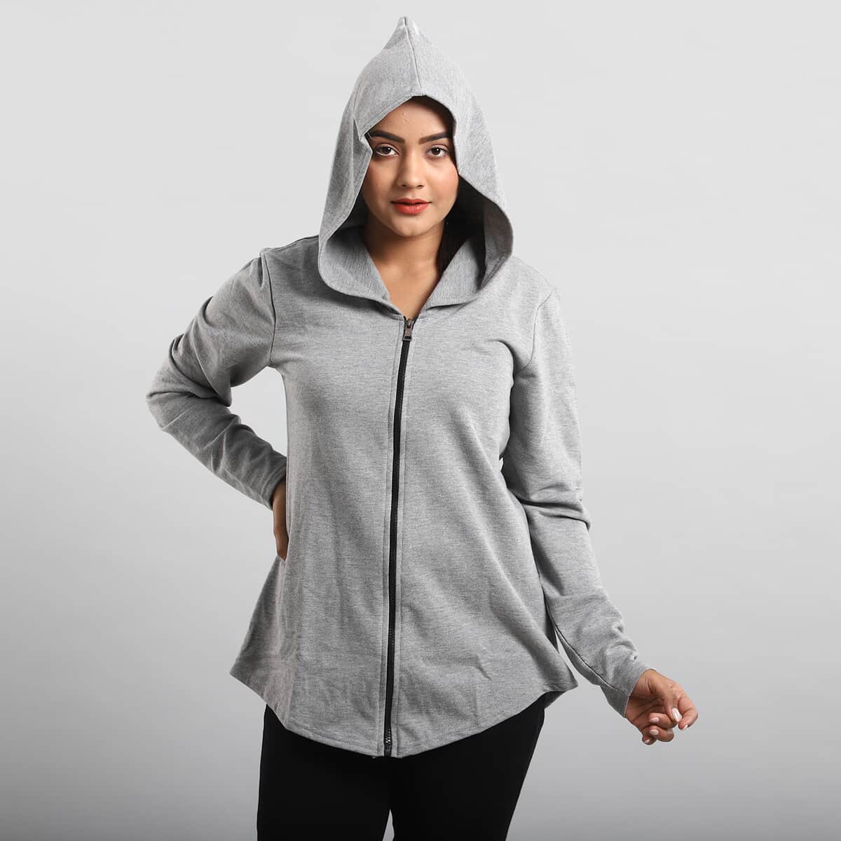 Passage Gray French Terry Zip-Front Hoodie - XL image number 0