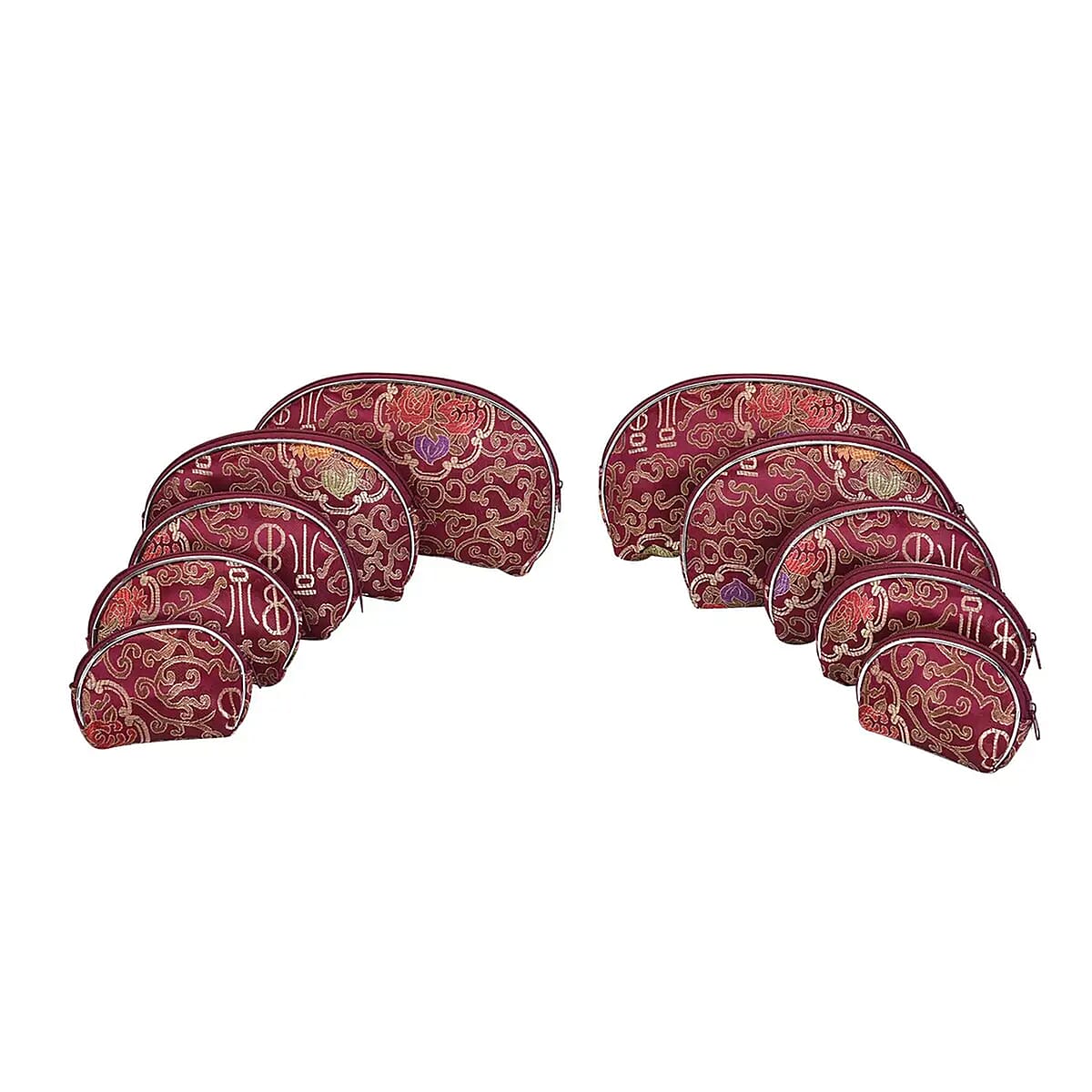 Set of 10 Burgundy Multi-purpose Polyester Jewelry Bags with Zipper , Jewelry Organizer Box , Travel Jewelry Box , Jewelry Storage, Gift , Wedding Party , Christmas image number 0