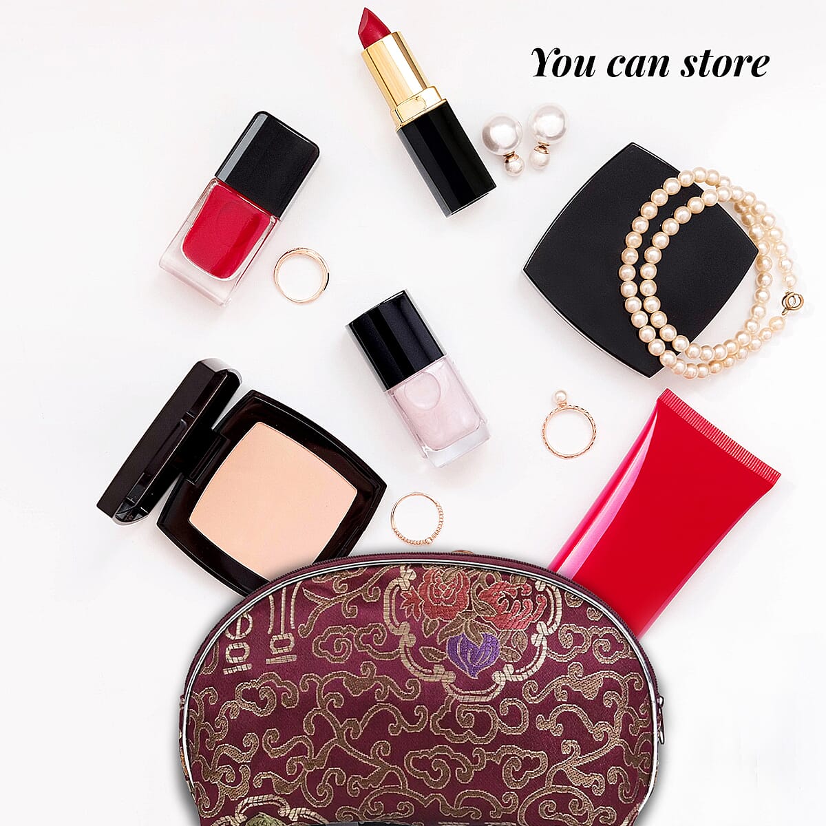 Set of 10 Burgundy Multi-purpose Polyester Jewelry Bags with Zipper , Jewelry Organizer Box , Travel Jewelry Box , Jewelry Storage, Gift , Wedding Party , Christmas image number 2