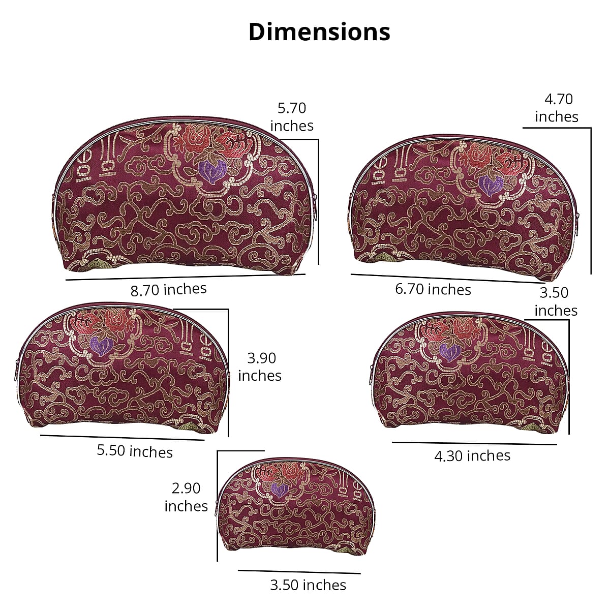 Set of 10 Burgundy Multi-purpose Polyester Jewelry Bags with Zipper , Jewelry Organizer Box , Travel Jewelry Box , Jewelry Storage, Gift , Wedding Party , Christmas image number 3