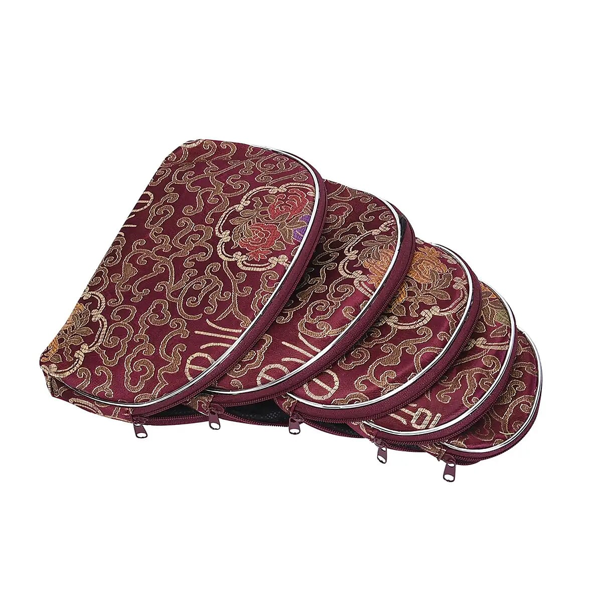 Set of 10 Burgundy Multi-purpose Polyester Jewelry Bags with Zipper , Jewelry Organizer Box , Travel Jewelry Box , Jewelry Storage, Gift , Wedding Party , Christmas image number 4