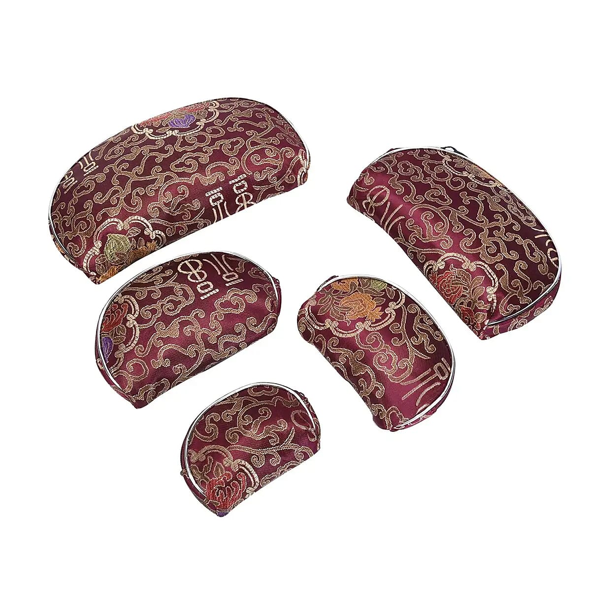 Set of 10 Burgundy Multi-purpose Polyester Jewelry Bags with Zipper , Jewelry Organizer Box , Travel Jewelry Box , Jewelry Storage, Gift , Wedding Party , Christmas image number 5