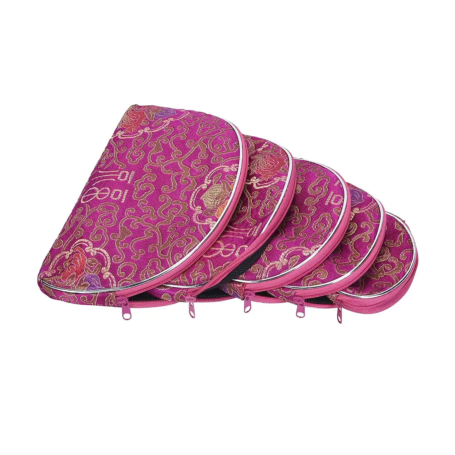 Set of 10 Magenta Multi-purpose Polyester Jewelry Bags with Zipper , Jewelry Organizer Box , Travel Jewelry Box , Jewelry Storage, Gift , Wedding Party , Christmas