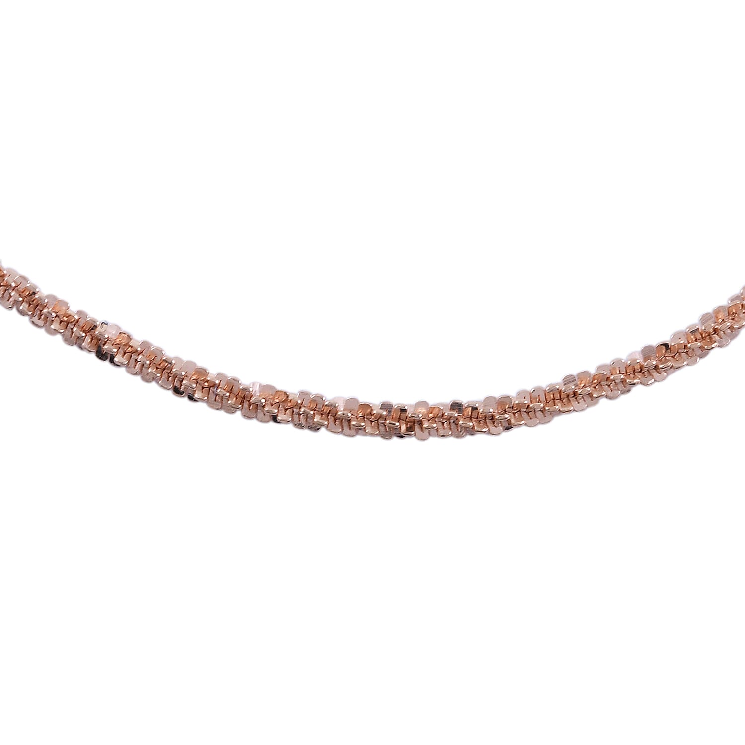 Italian Diamond Cut Sparkle Chain 24 Inches in 14K Rose Gold  Over Sterling Silver 2.90 Grams