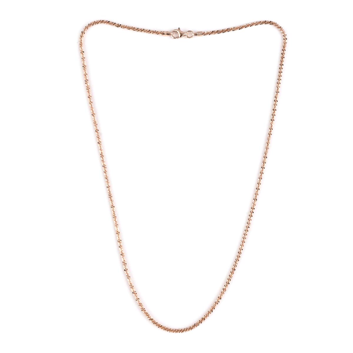 Italian 14K RG Over Sterling Silver 1.5 mm Diamond Cut Sparkle Chain 18 Inches 3.6 Grams image number 1