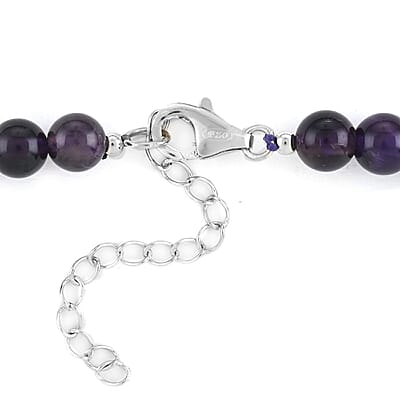 Amethyst Beaded Necklace 18-20 Inches in Rhodium Over Sterling Silver 161.00 ctw