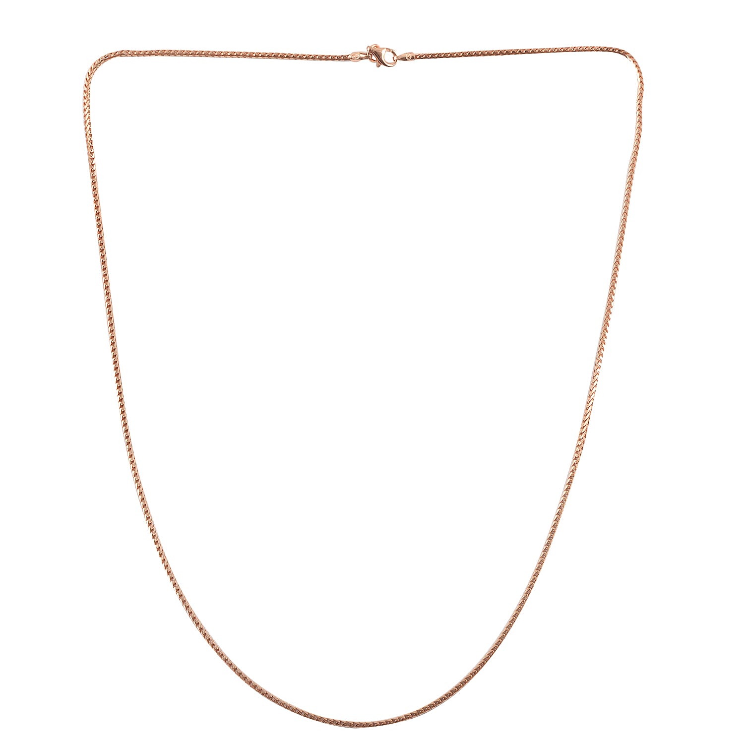 Italian 130 Gauge Franco Necklace 20 Inches in 14K Rose Gold  Over Sterling Silver 6.10 Grams