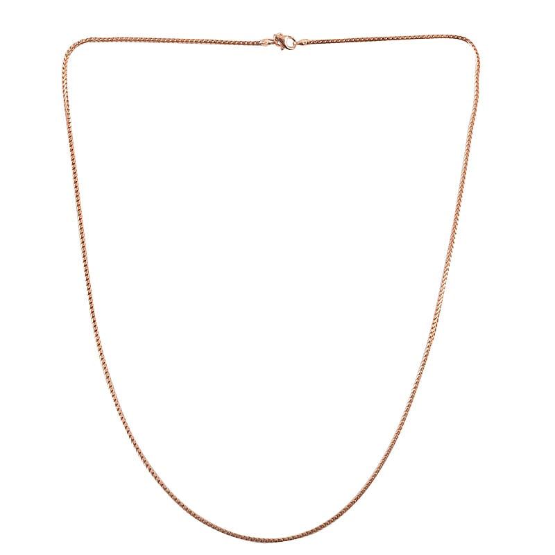 Italian 130 Gauge Franco Necklace 20 Inches in 14K Rose Gold  Over Sterling Silver 6.10 Grams