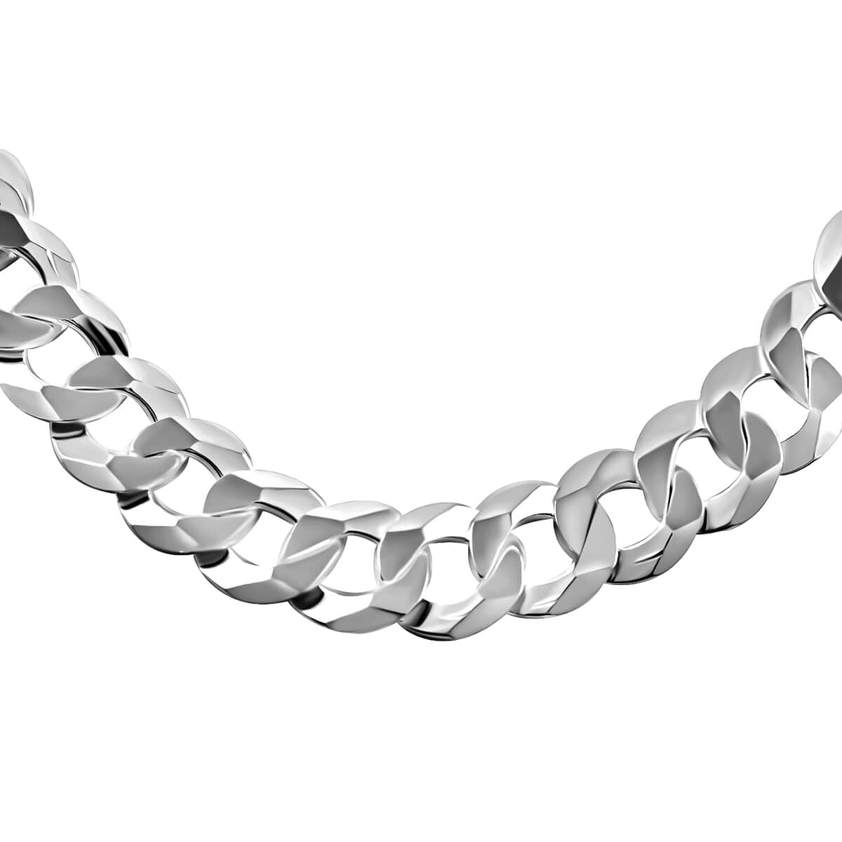 Italian Straight Flat Curb Necklace 24 Inches in Sterling Silver 32.5 Grams image number 0