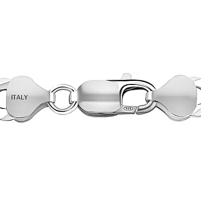 Italian Straight Flat Curb Necklace 24 Inches in Sterling Silver 32.5 Grams