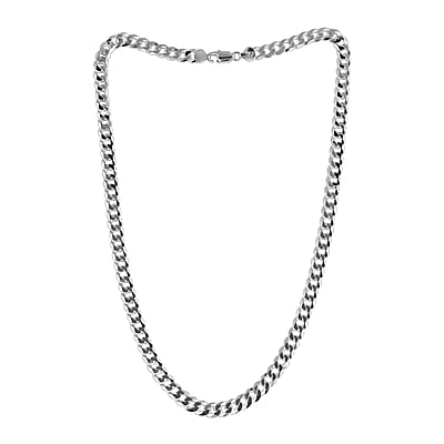Italian Straight Flat Curb Necklace 24 Inches in Sterling Silver 32.5 Grams