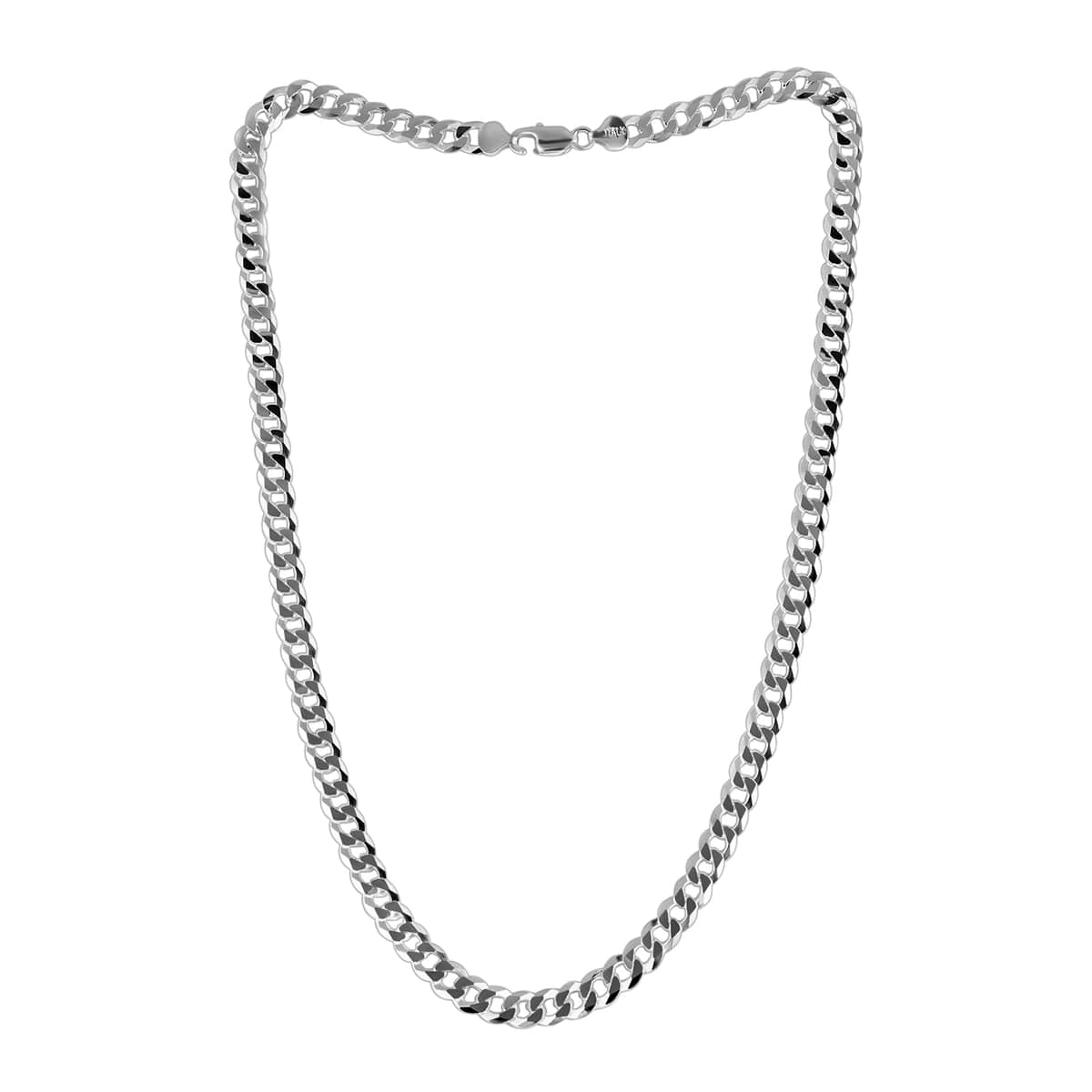 Italian Straight Flat Curb Necklace 24 Inches in Sterling Silver 32.5 Grams image number 2