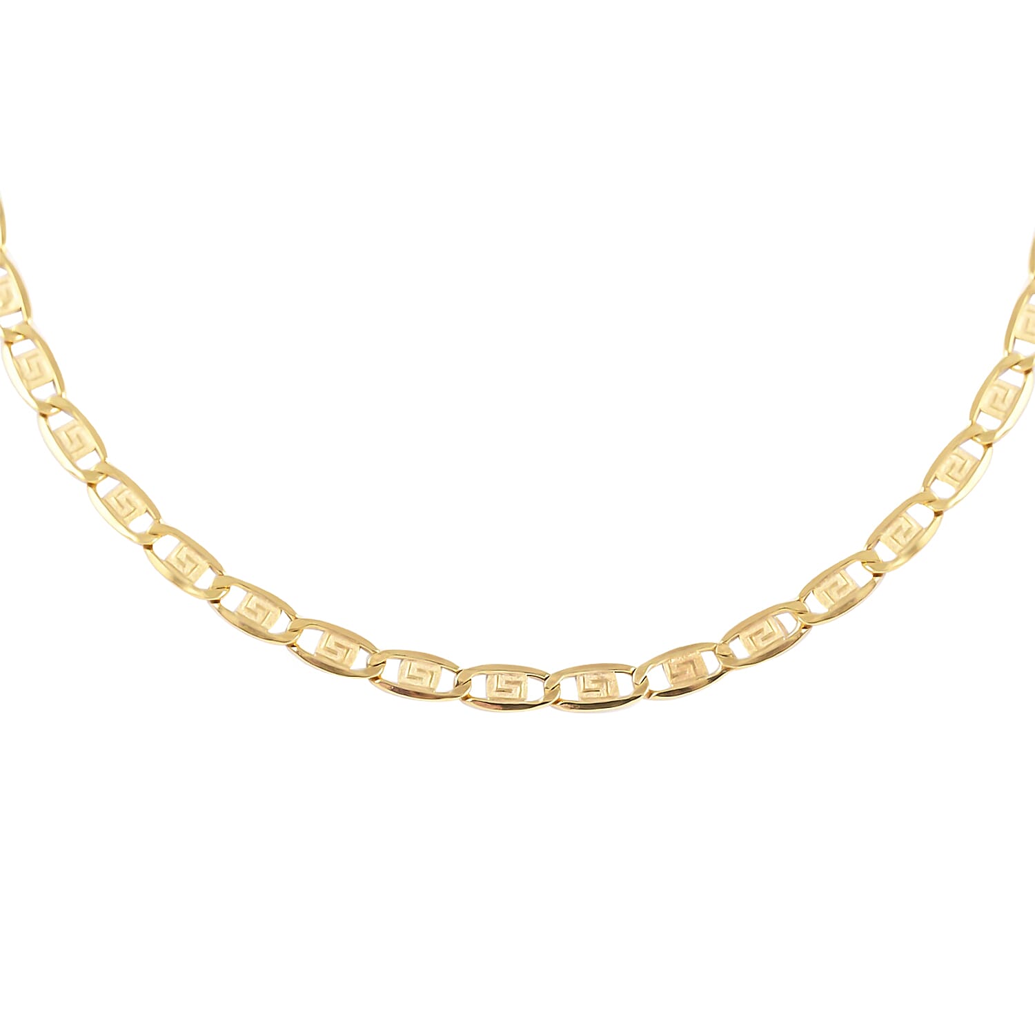 Italian 10K Yellow Gold Diamond-cut Double Marquise Necklace 18 Inches 4.60 Grams