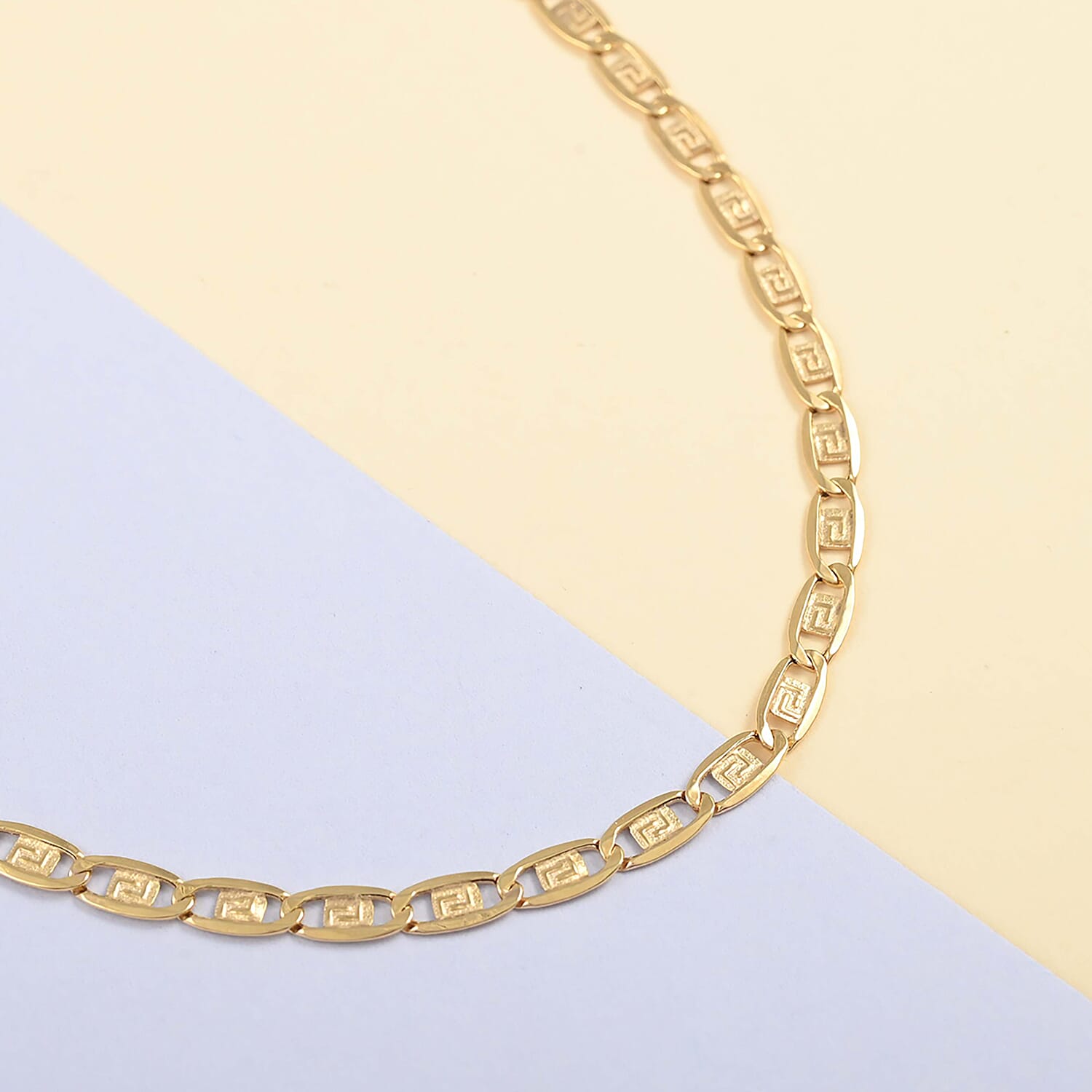 Italian 10K Yellow Gold Diamond-cut Double Marquise Necklace 18 Inches 4.60 Grams