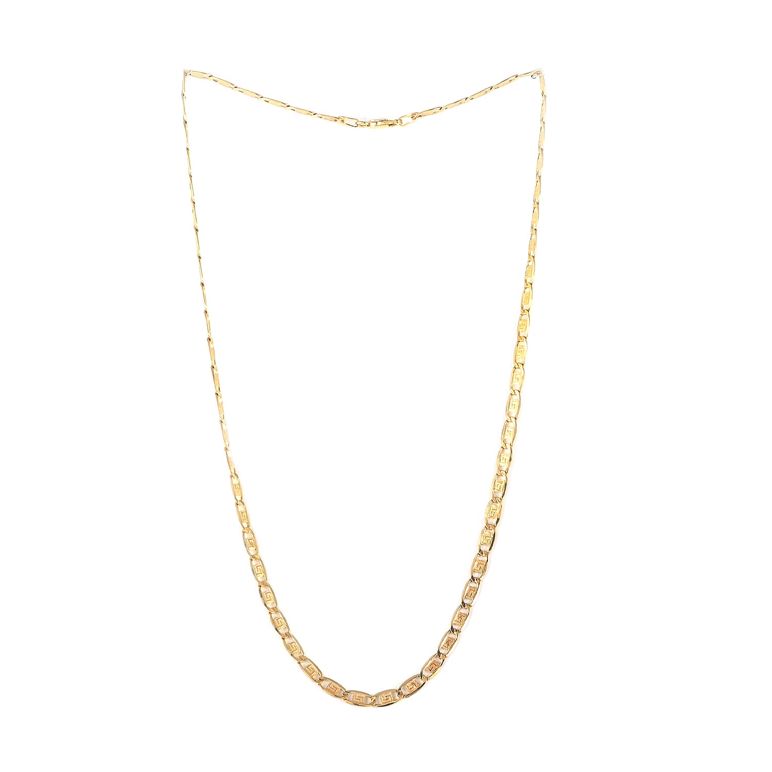 Italian 10K Yellow Gold Diamond-cut Double Marquise Necklace 18 Inches 4.60 Grams