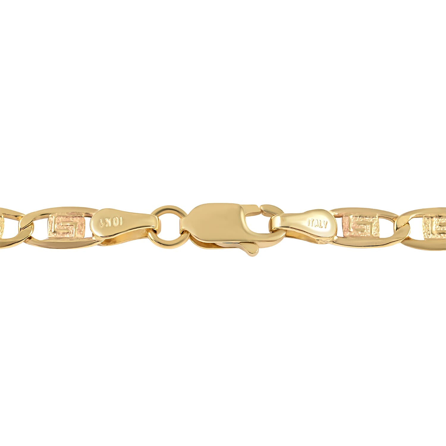 Italian 10K Yellow Gold Diamond-cut Double Marquise Necklace 18 Inches 4.60 Grams