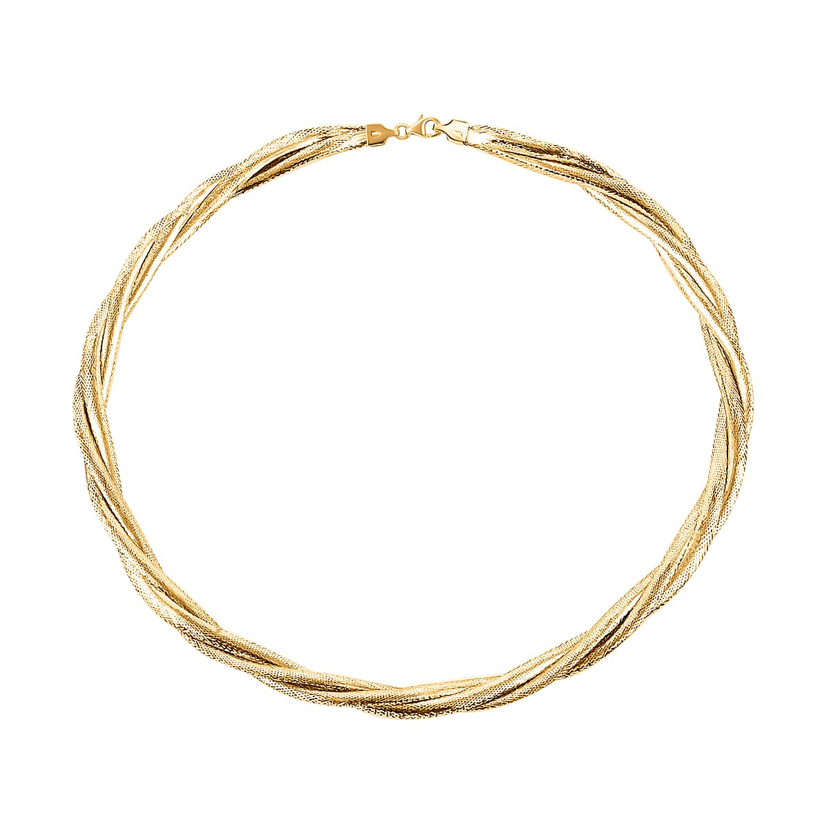 Maestro Gold Collection Italian 10K Yellow Gold 7mm Mesh Omega Braided Necklace 18 Inches 4 Grams image number 3